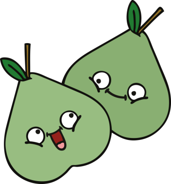 Bir insan tarafından çizilmiş yeşil armut karikatürü.
