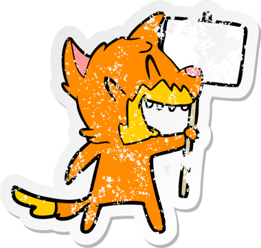 Bir insan tarafından çizilmiş gülen tilki çizgi filminin sıkıntılı çıkartması.