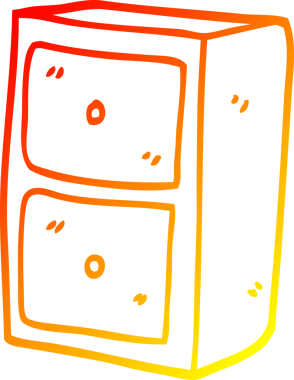 Bir insan tarafından çizilmiş bir karikatür dolabının sıcak gradyan çizimi