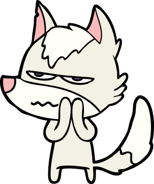 Bir insan tarafından çizilmiş rahatsız kurt çizgi filmi.