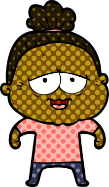 Bir insan tarafından çizilmiş mutlu yaşlı kadın çizgi filmi.