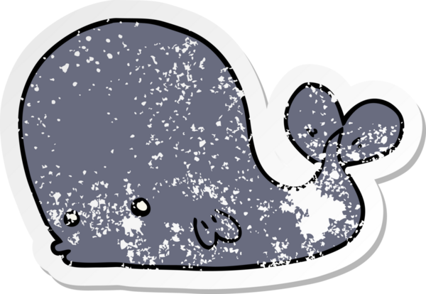 Bir insan tarafından çizilmiş karikatür balinasının sıkıntılı çıkartması.