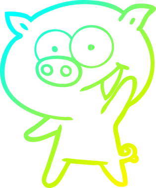 Bir insan tarafından çizilmiş neşeli bir domuz çizgi filmi.