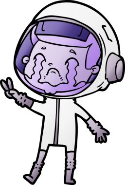 Bir insan tarafından çizilmiş ağlayan astronot çizgi filmi.