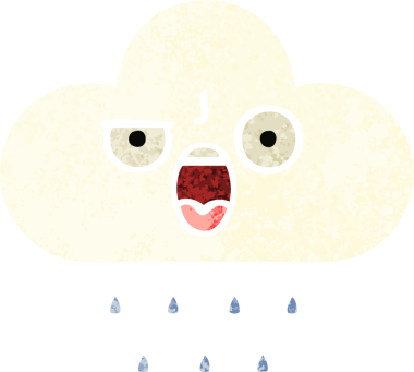 Bir insan tarafından çizilmiş yağmur bulutunun retro çizim tarzı karikatürü