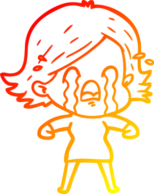 Bir insan tarafından çizilmiş, ağlayan bir çizgi kadın çizimi.