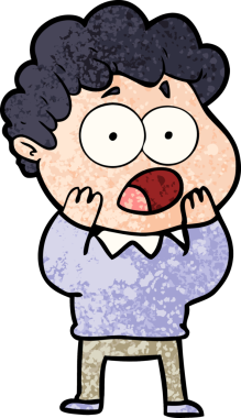 Bir insan tarafından çizilmiş bir karikatür adamı şaşkınlıkla nefes nefese kaldı.