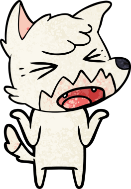 Bir insan tarafından çizilmiş kızgın çizgi film tilkisi.