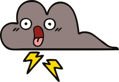 Bir insan tarafından çizilmiş fırtına bulutunun sevimli karikatürü.