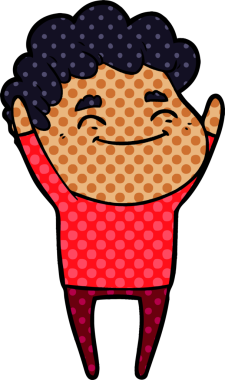 Bir insan tarafından çizilmiş çizgi film dostu bir adam.