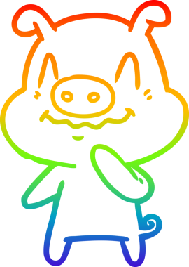 gökkuşağı gradyan çizimi bir insan tarafından çizilmiş sinir çizgi domuz