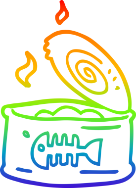 gökkuşağı gradyan çizgisi bir insan tarafından çizilmiş bir ton balığı konservesi.