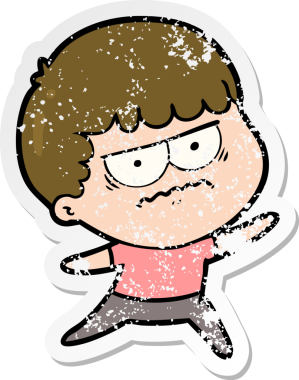 Bir insan tarafından çizilmiş sıkıntılı bir karikatür çıkartması.