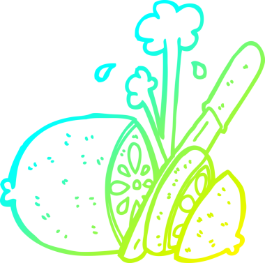 Bir insan tarafından çizilmiş dilimlenmiş limon karikatürü.