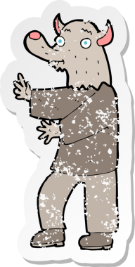 Bir insan tarafından çizilmiş bir kurt adamın gerilimli çıkartması.