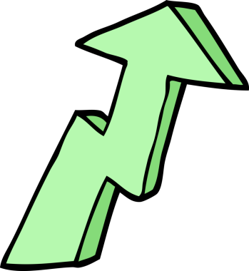 Bir insan tarafından çizilmiş el çizimi karikatür iş büyüme oku