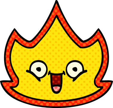 Bir insan tarafından çizilmiş mutlu bir ateşin çizgi filmi.