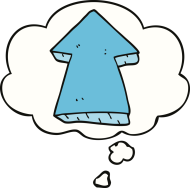 Bir insan tarafından çizilmiş düşünce balonlu bir ok.