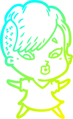 Bir karikatür çizimi, bir insan tarafından çizilmiş bir kızı şaşırttı.