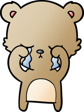 Bir insan tarafından çizilmiş ağlayan çizgi film ayısı.