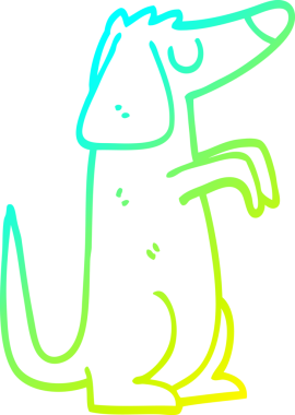 Bir insan tarafından çizilen çizgi film köpeğinin soğuk gradyan çizgisi.