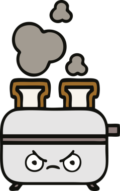 Bir insan tarafından çizilmiş bir tost makinesi karikatürü.