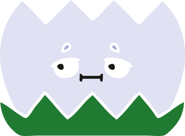 Bir insan tarafından çizilmiş bir nilüfer çiçeğinin düz renkli retro karikatürü