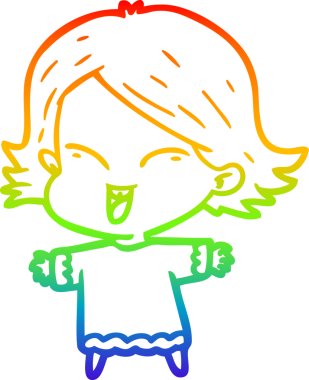 gökkuşağı gradyan çizimi mutlu bir çizgi film kızı bir insan tarafından çizildi