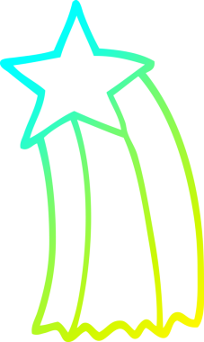 Bir insan tarafından çizilmiş bir çizgi film yıldızının soğuk gradyan çizimi.