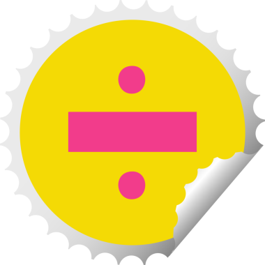 Bir insan tarafından çizilmiş bir bölme sembolünün dairesel soyma etiketi.