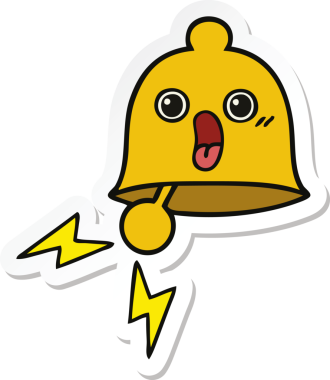 Bir insan tarafından çizilmiş sevimli bir karikatür zili çıkartması.