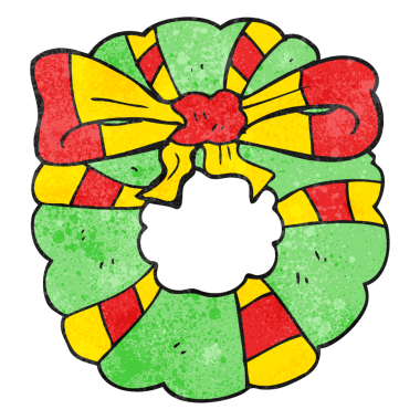 Bir insan tarafından çizilmiş serbest dokulu Noel çelengi.