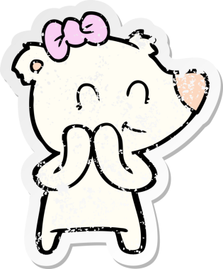 Bir insan tarafından çizilmiş utangaç dişi kutup ayısı karikatürü.