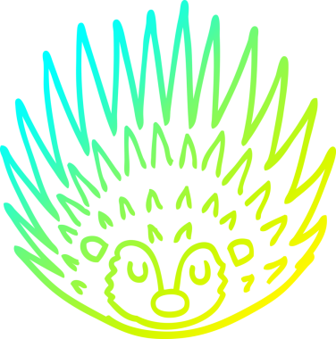 Bir insan tarafından çizilen sivri uçlu kirpinin soğuk gradyan çizimi.