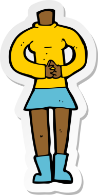 Bir insan tarafından çizilmiş karikatür kadın vücudunun çıkartması.