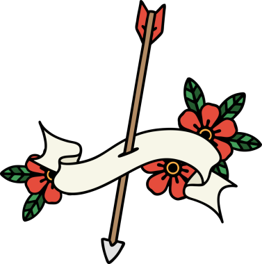 Bir insan tarafından çizilmiş ok sancağıyla geleneksel dövme.