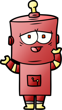 Bir insan tarafından çizilmiş çizgi film robotu