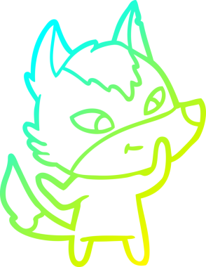 Bir insan tarafından çizilmiş dost canlısı bir kurt çizgi çizimi.