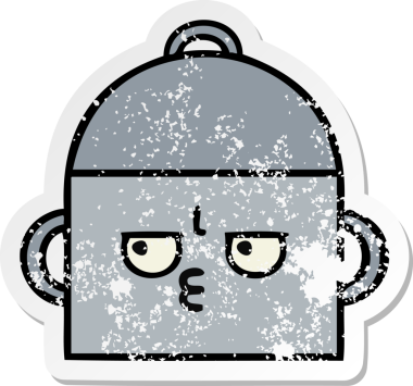 Bir insan tarafından çizilmiş tatlı bir yemek tenceresinin sıkıntılı çıkartması.