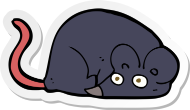 Bir insan tarafından çizilmiş beyaz bir farenin çıkartması.