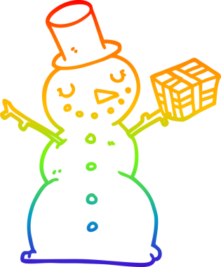 gökkuşağı gradyan çizgi çizimi bir insan tarafından çizilmiş bir kardan adam