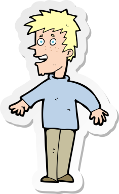 Bir insan tarafından çizilmiş mutlu bir çocuğun çıkartması.