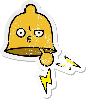 Bir insan tarafından çizilmiş sevimli bir karikatür çanın sıkıntılı çıkartması.