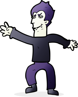 Bir insan tarafından çizilmiş vampir adam çizgi filmi.