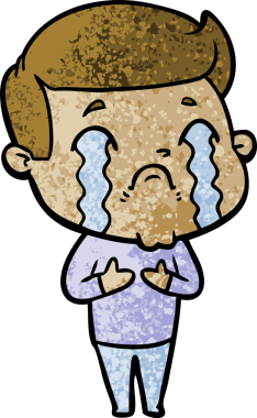 Bir insan tarafından çizilmiş ağlayan çizgi film adamı.