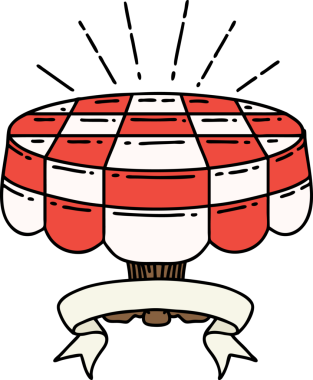 Bir insan tarafından çizilmiş dövmeli kafe tabelalı parşömen.