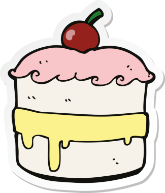 Bir insan tarafından çizilmiş bir karikatür pastasının etiketi.