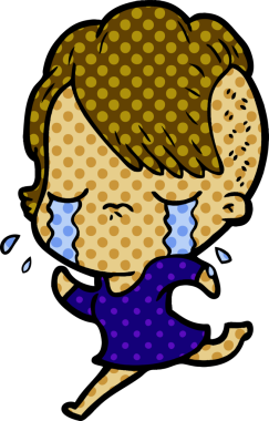 Çizgi film ağlayan kız bir insan tarafından çizilmiş.