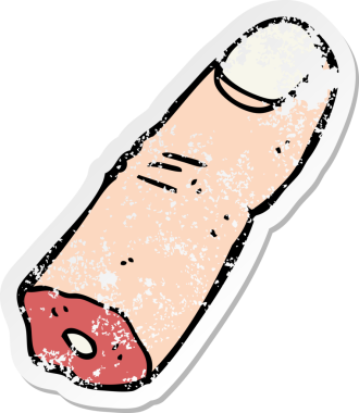 Bir insan tarafından çizilmiş kesik bir parmağın sıkıntılı çıkartması.