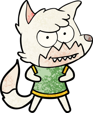 Bir insan tarafından çizilmiş sırıtan tilki çizgi filmi.